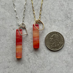 Swirly Coral Bar Charm Necklace