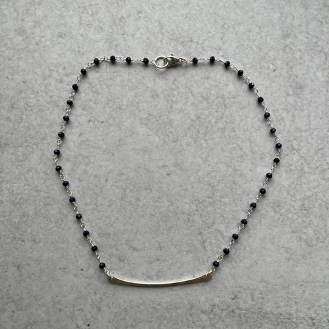 Silver Sapphire Bar Necklace