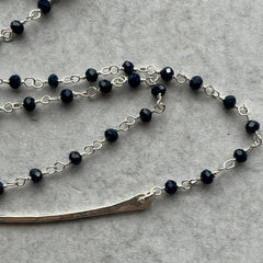 Silver Sapphire Bar Necklace
