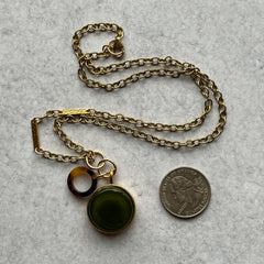 Army Green & Tortoise Shell Necklace- One of a Kind