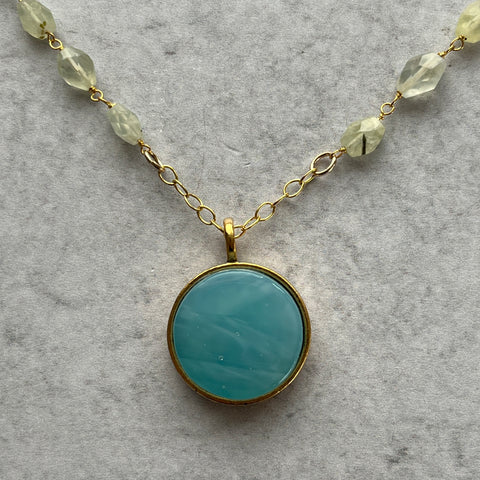 Turquoise & Prehnite Necklace- One of a kind