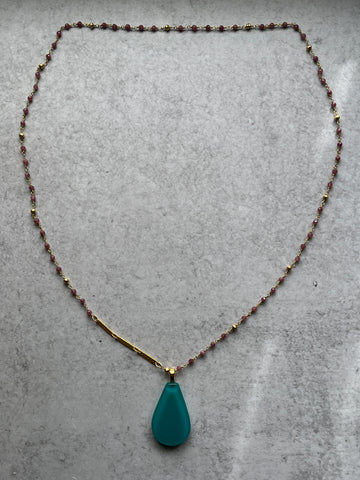 Turq/Teal Drop Necklace- One of a Kind