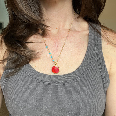 Coral & Turquoise Necklace- Few of a Kind