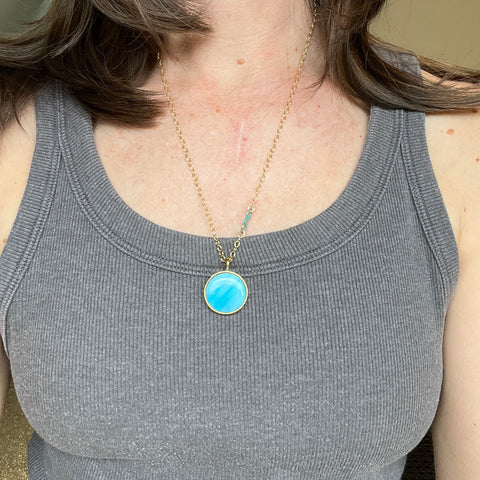 Swirly Aqua Connector Necklace- One of a Kind