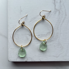 Drop Hoop Earrings- Mint Green