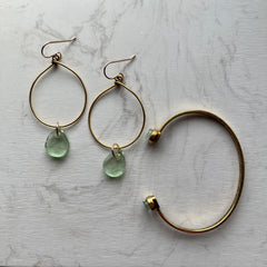 Drop Hoop Earrings- Mint Green