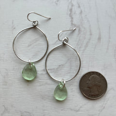 Drop Hoop Earrings- Mint Green