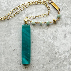 Swirly Teal Bar Necklace